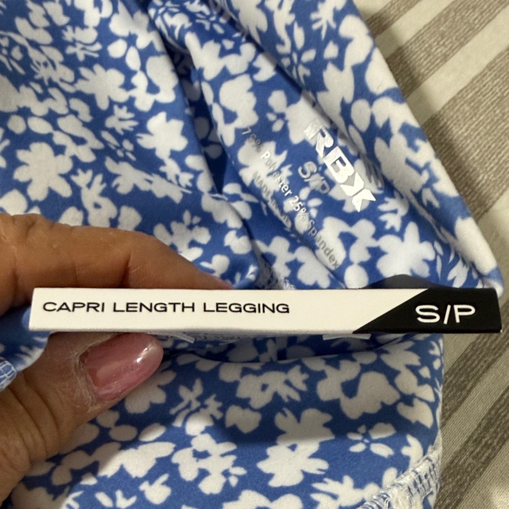 RBX Blue and White Floral Leggings - Picture 13 of 16